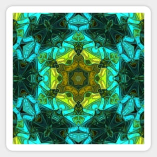 Mosaic Mandala Flower Yellow and Blue Sticker